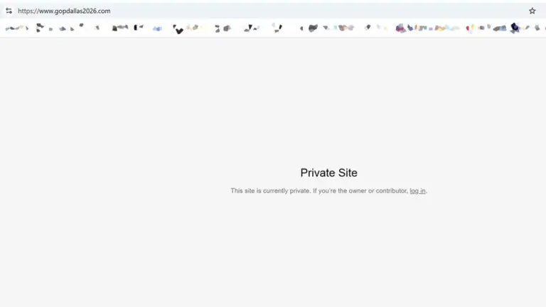 A screengrab dated Sept. 4, 2026, showing gopdallas2026.com had been taken offline.