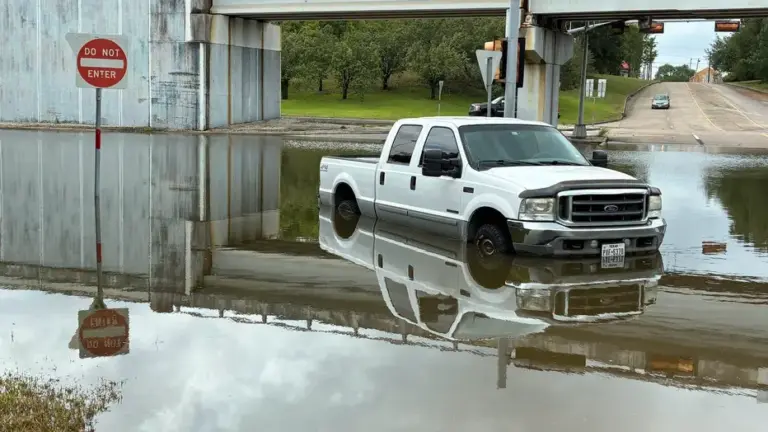 Damage from Tropical Storm Edouard is seen in Beaumont, Texas, on Sept. 3, 2026.